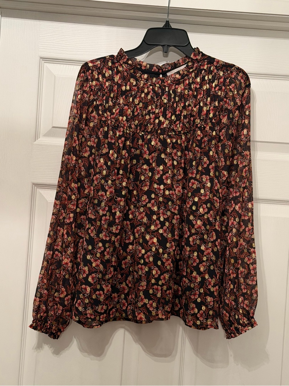NWT Loft gold and floral pattern blouse Medium